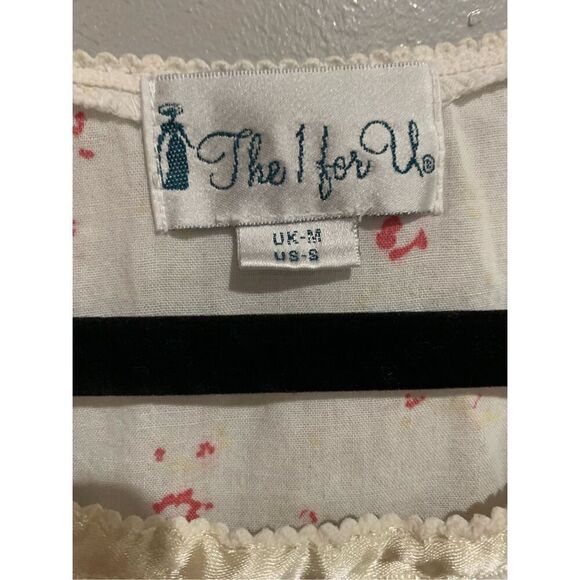 Vintage Floral Nightgown- The 1 For Us-Lace Pleated POCKETS White/Red Medium EUC - Picture 4 of 7